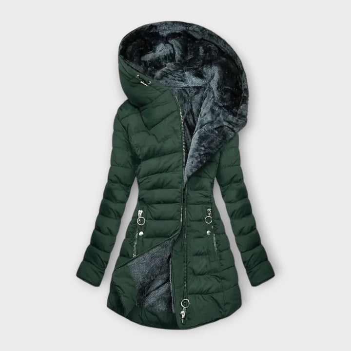 Front view of a dark green women&