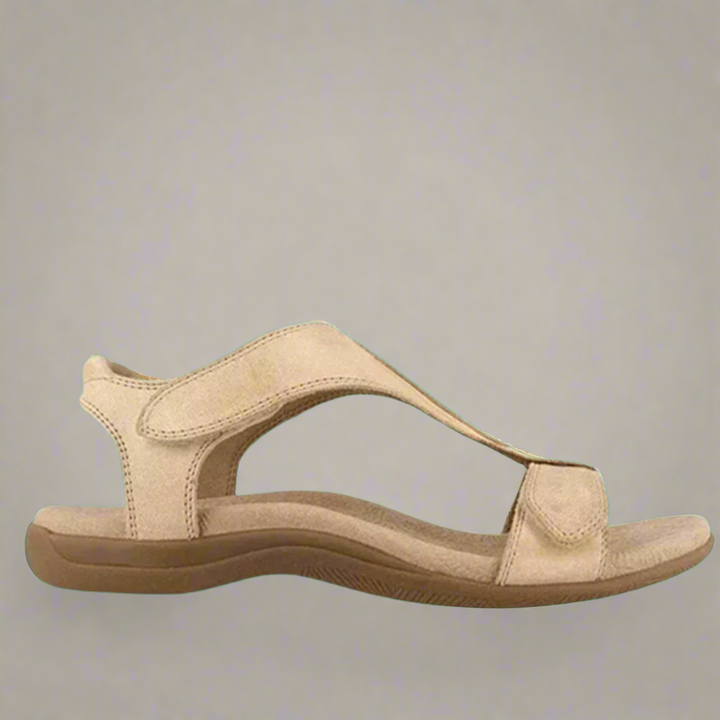 Side view of a single beige women&
