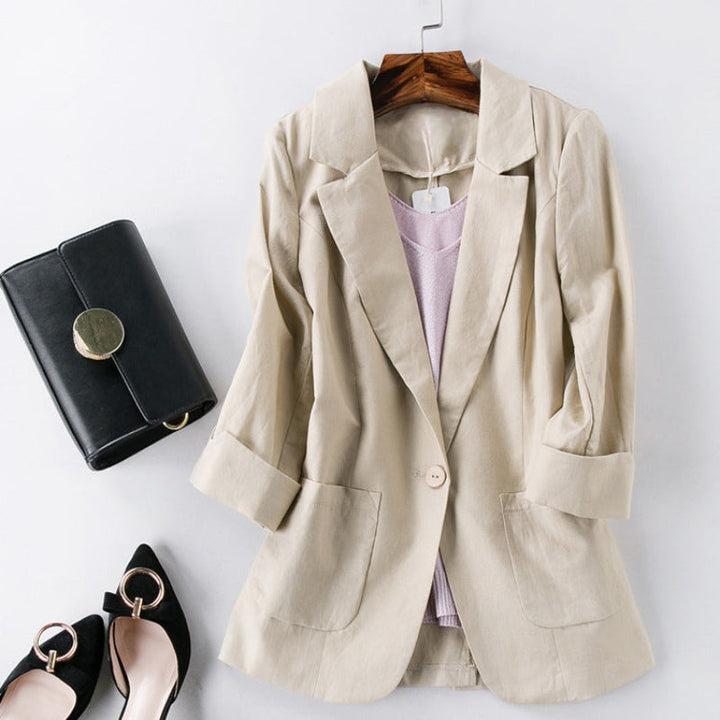 Flat lay of a beige women&