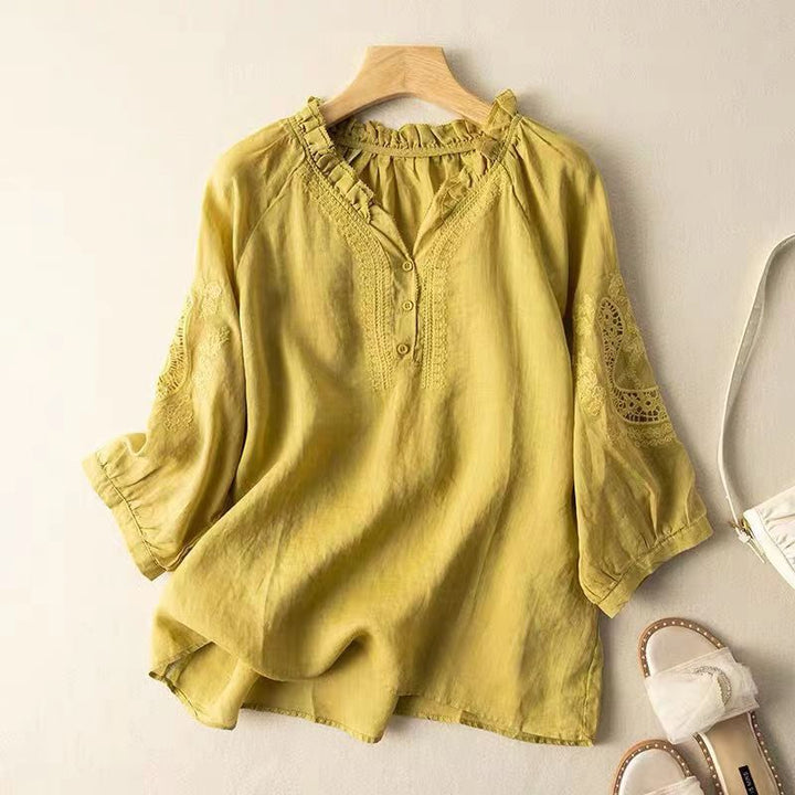 Front view of a yellow women&