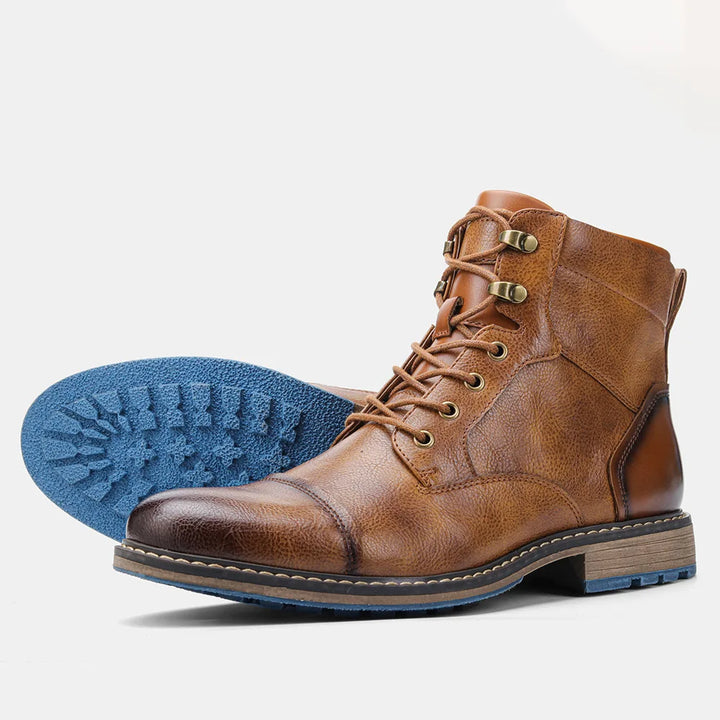 Side view of a brown leather men&