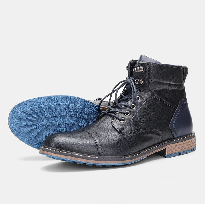 Front view of a black leather men&
