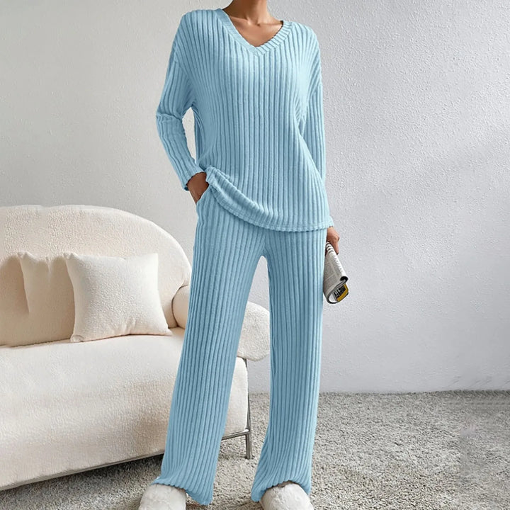 Front view, model wearing a light blue women&