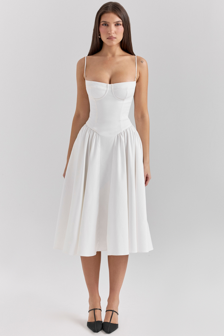 Front view of a model wearing a white Women&