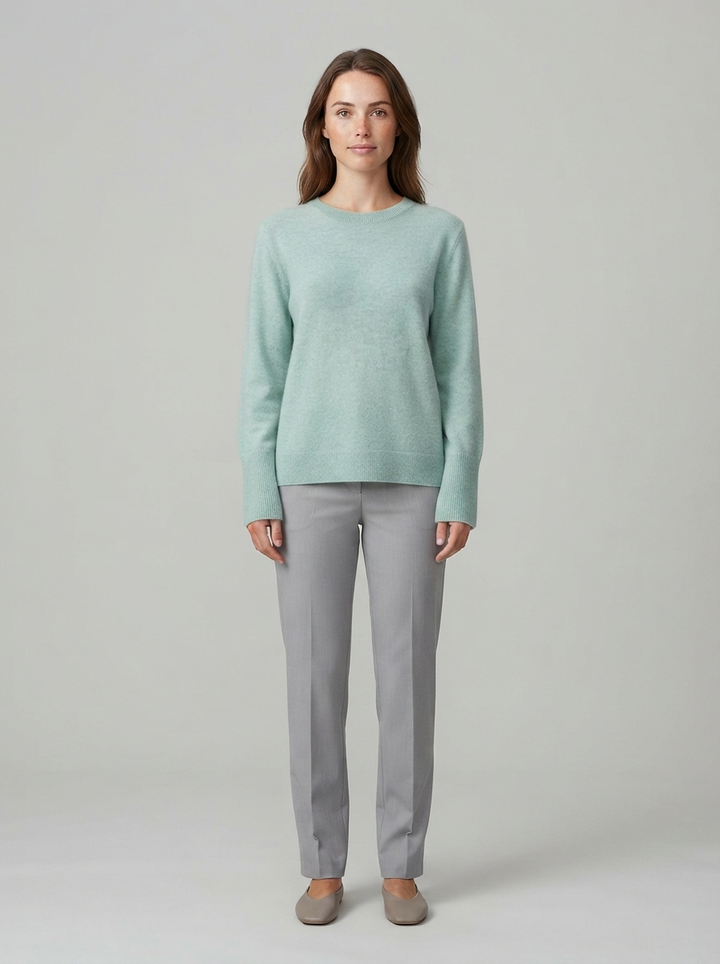Cashmere Crew Neck Knit Pullover - front view