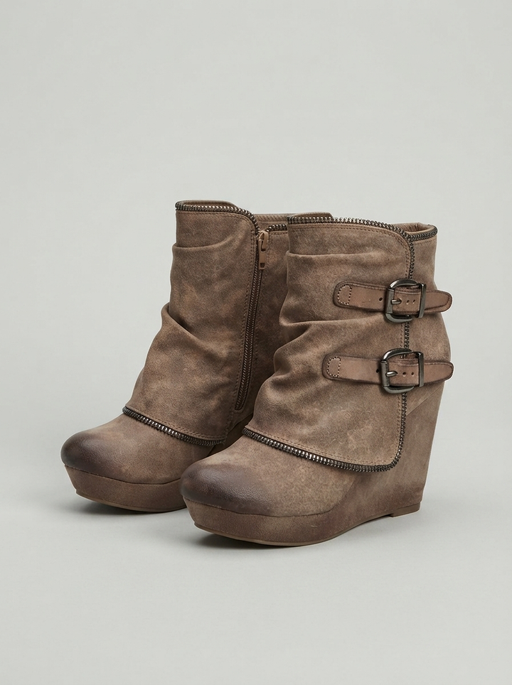 Chunky Ankle Boot with Retro Block Heel - front view