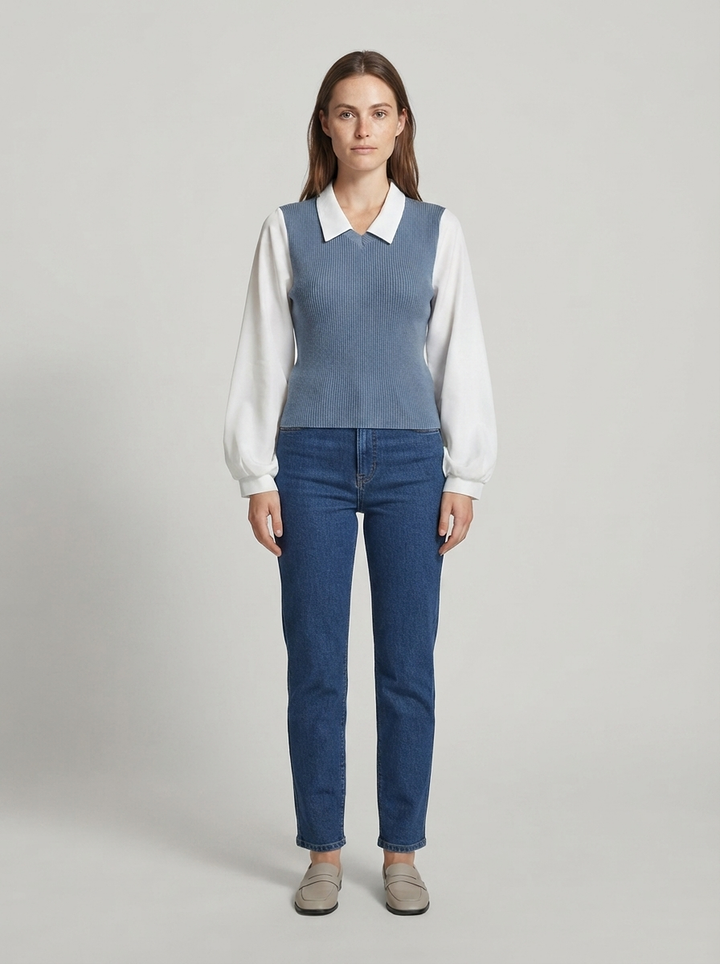 Essential Pullover Blouse: Classic Lines - front view