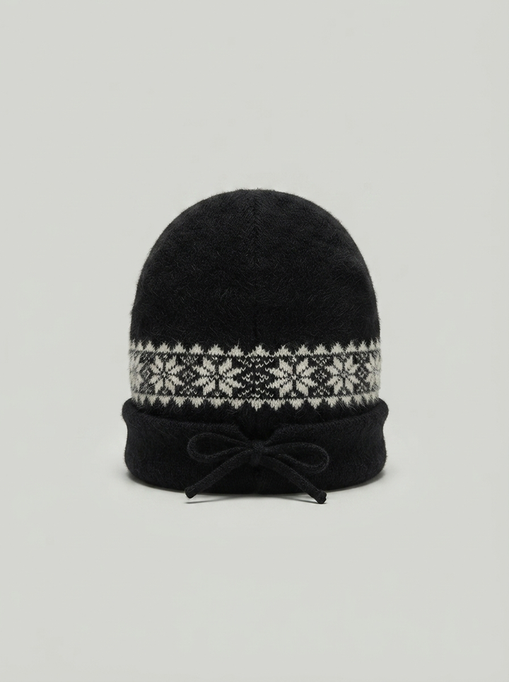 Fair Isle Rolled-Edge Knit Beanie - front view