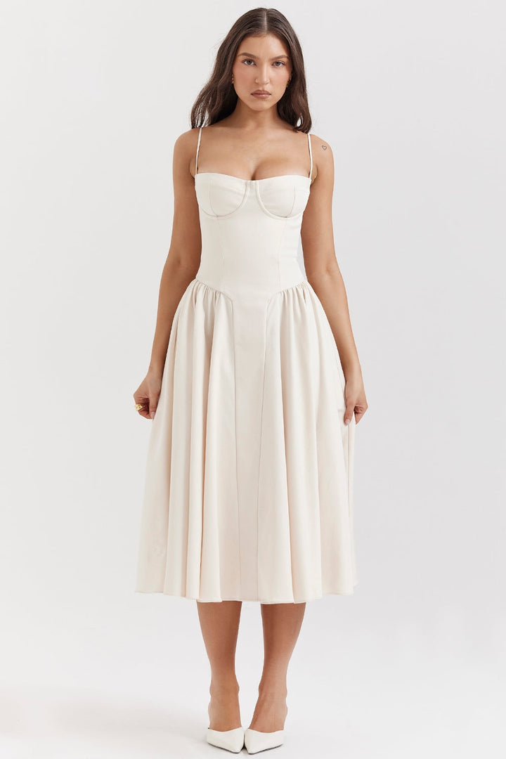 Front view of a model wearing a natural beige Women&