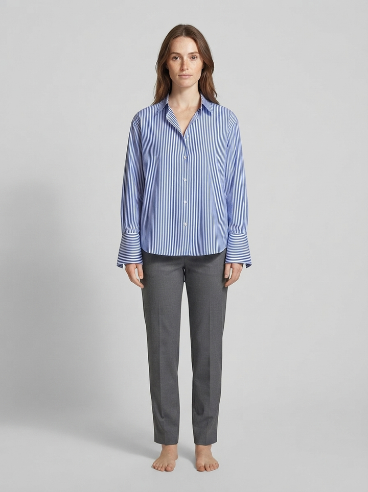 Relaxed Woven Blouse: Everyday Cornflower - front view