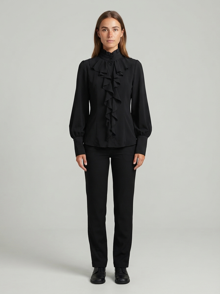 Straight-Line Blouse: Autumn Monochrome - front view