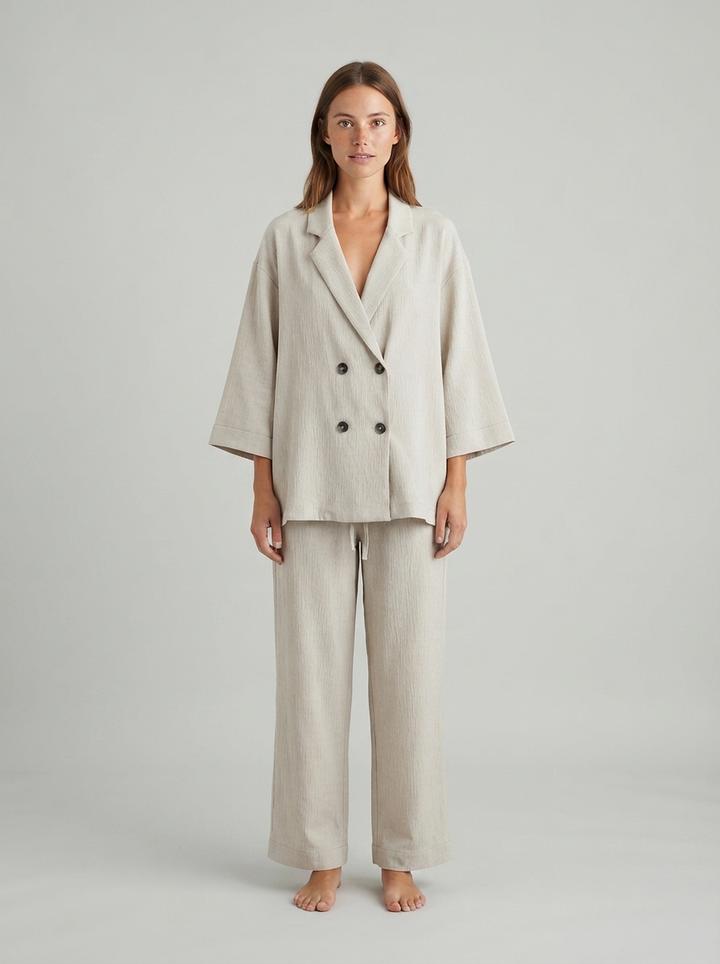 Textured Jacket and Trouser Co-Ord Set - front view