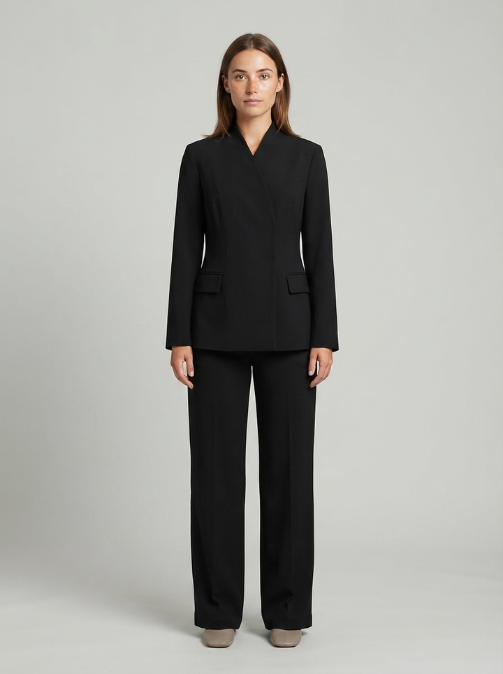Two-Piece Blazer and Wide-Leg Trouser Set - front view