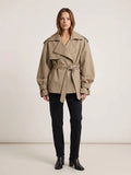 Women's Short Trench Coat Belted Cropped Australia