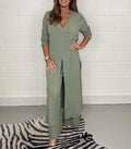 Women's Jade Two-Piece Jumpsuit Set – Wide Leg