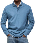Men's Long-Sleeved Polo Shirt – Stretch Cotton Blend