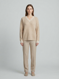 100% Cashmere V-Neck Colour Block Pullover