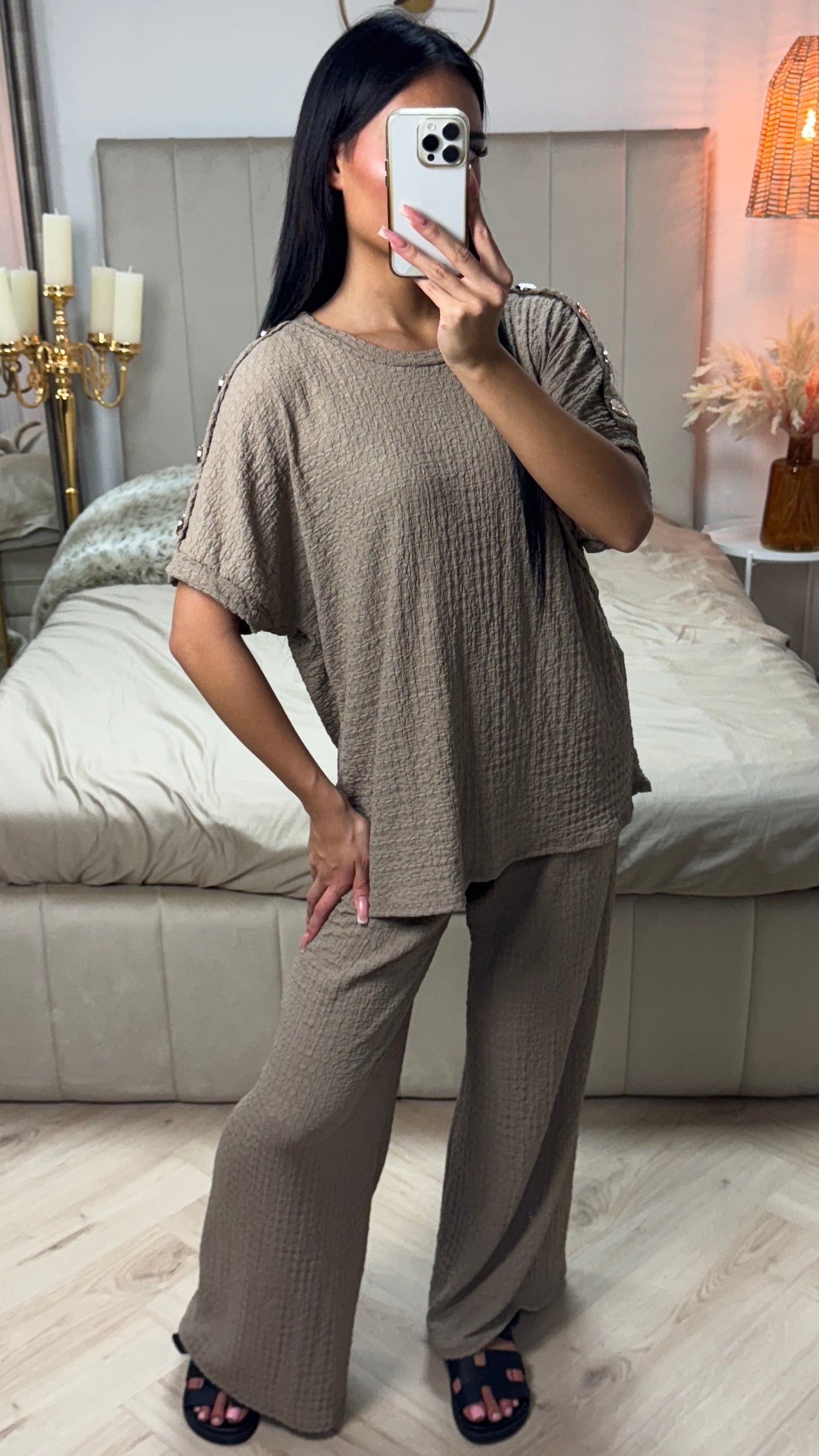 Textured™ | Oversized Viscose Set Golden Buttons