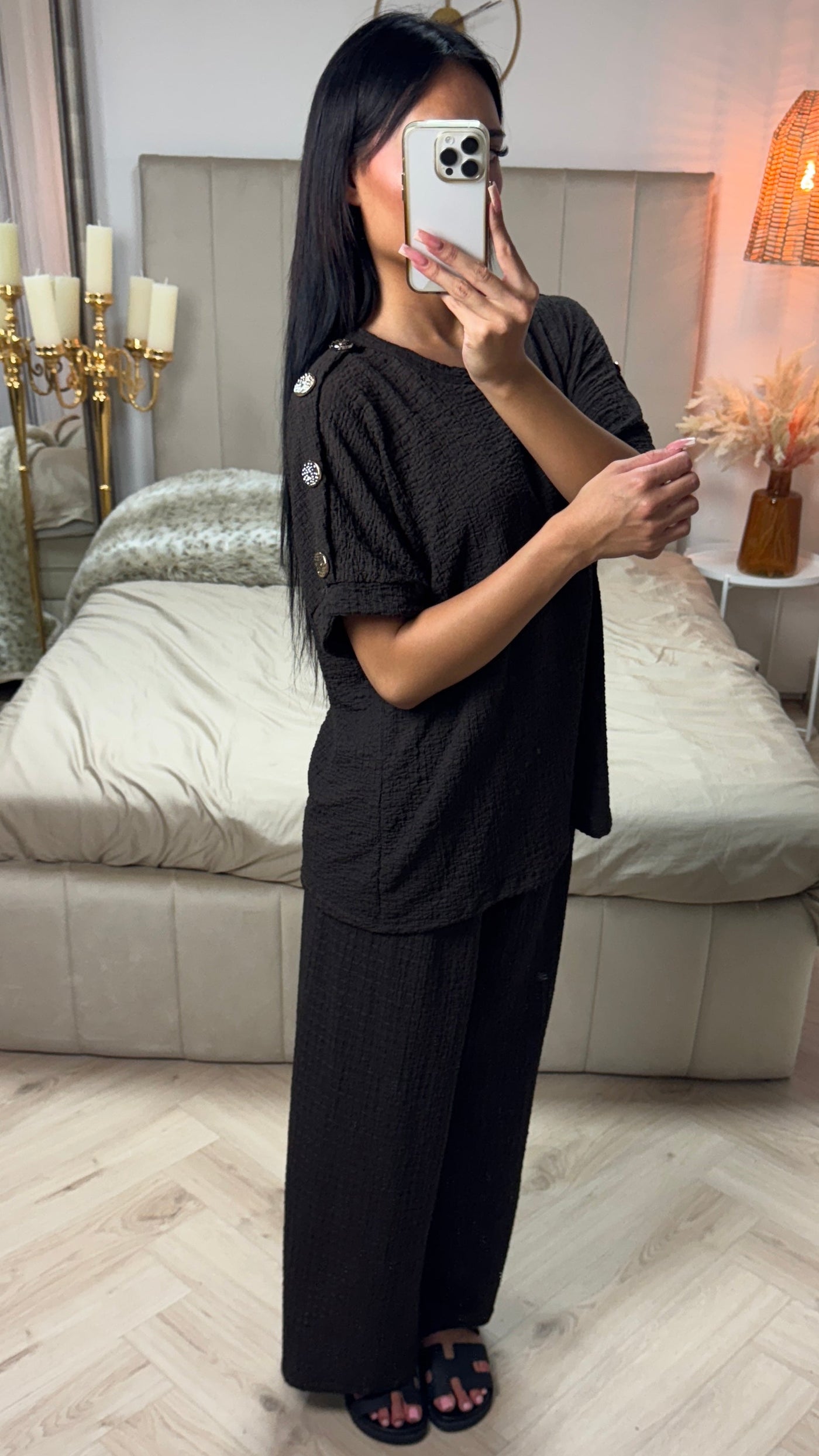 Textured™ | Oversized Viscose Set Golden Buttons