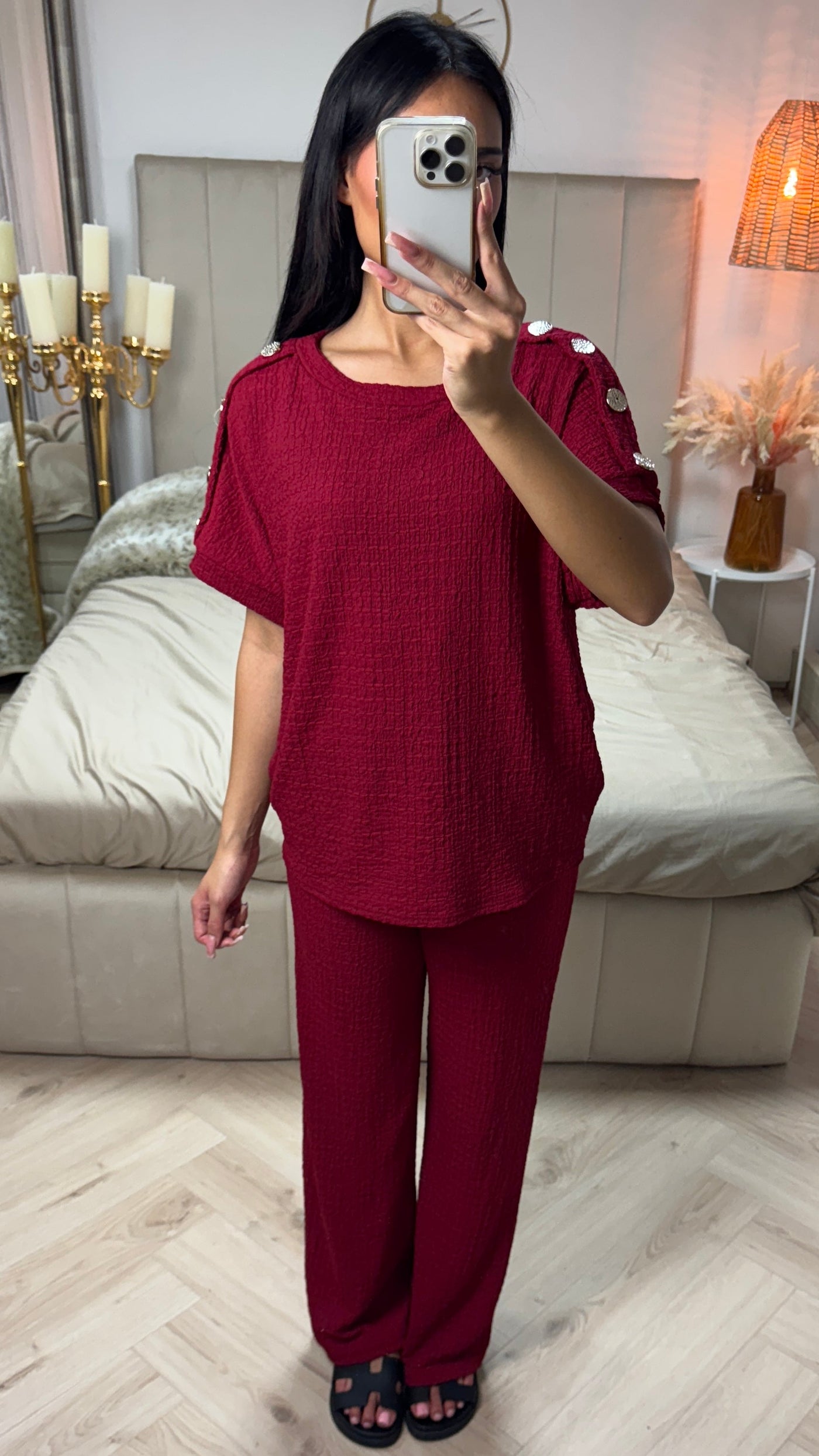 Textured™ | Oversized Viscose Set Golden Buttons