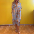 Women's Elegant Floral Dress – Cotton-Linen Blend