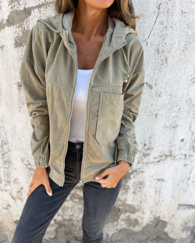 Tessa | Corduroy Zip-Up Hooded Jacket