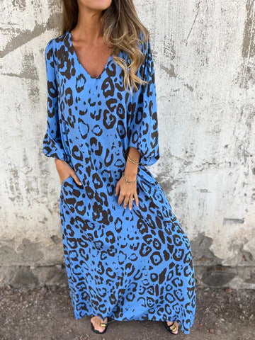 Florence™ | Leopard Print V-Neck Maxi Dress