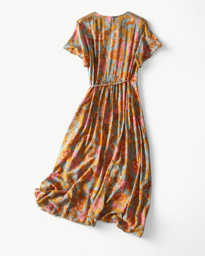 Diana | Floral Wrap Dress with Short Sleeves | Light & Airy Maxi Dress
