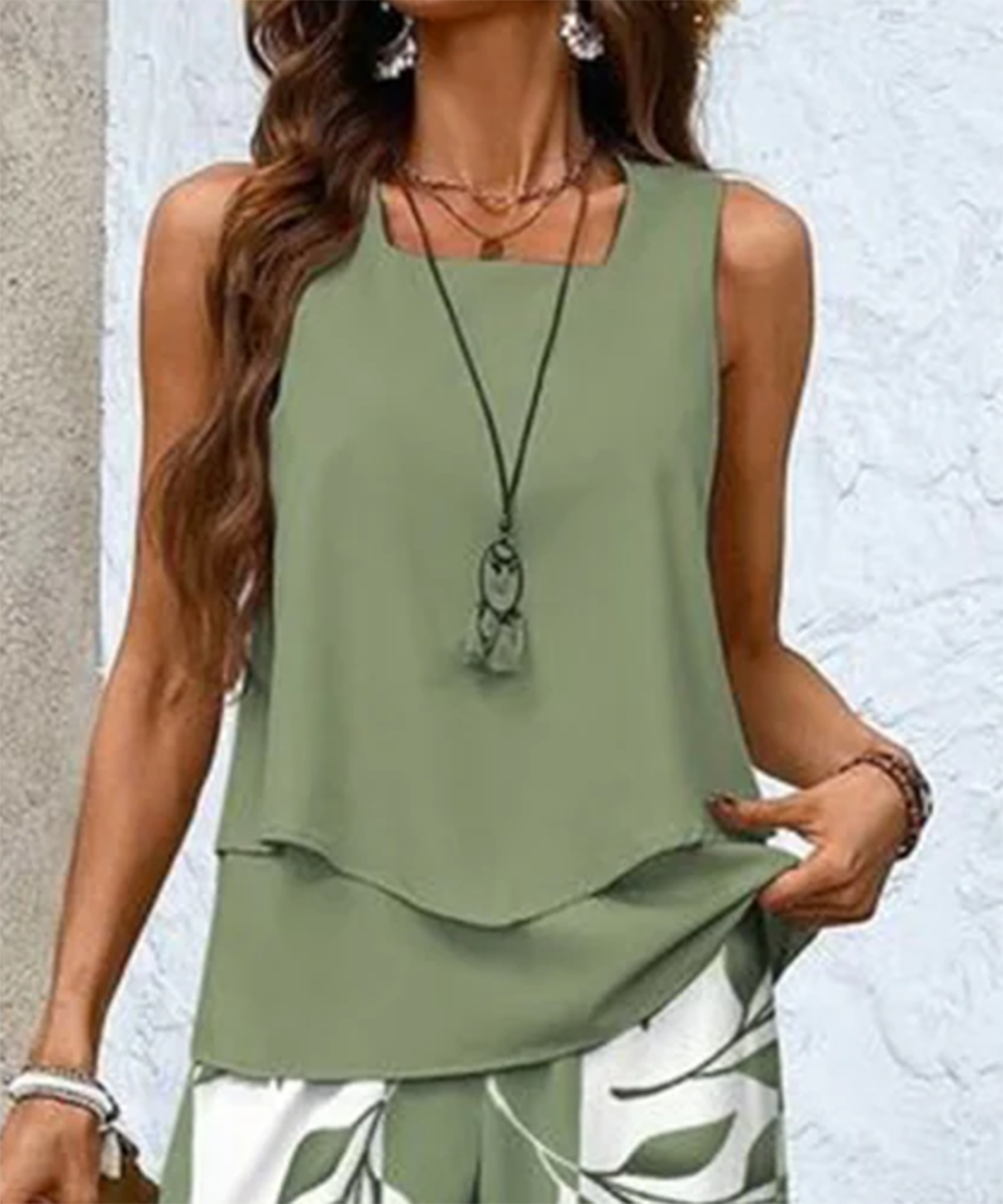 Layla™ | Sleeveless Top With Floral Pants Set