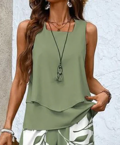 Layla™ | Sleeveless Top With Floral Pants Set