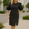Women's Elegant Dress with Garden Collar – Five-Quarter Sleeves