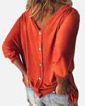 Women's V-Neck Blouse with 3/4 Sleeves – Linen Casual Shirt