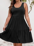 Women's Plus-Size Sleeveless Tiered Dress – Lightweight