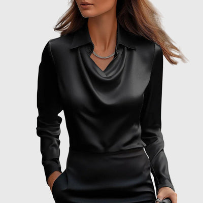 Evie™ | Autumn Satin Vintage Long Sleeve Blouse