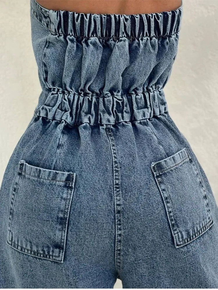 Belinda™ | Chic Denim Zipper Jumpsuit with Matching Jacket Set