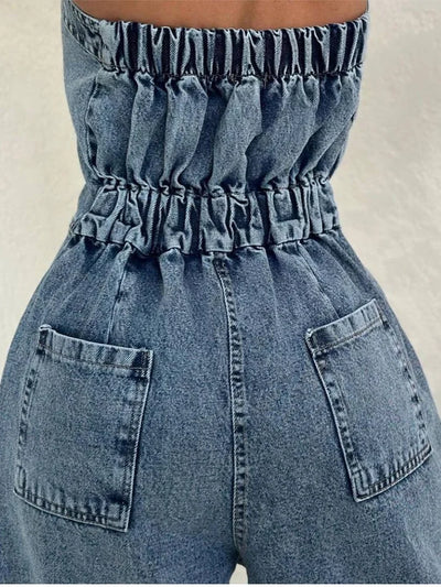 Belinda™ | Chic Denim Zipper Jumpsuit with Matching Jacket Set