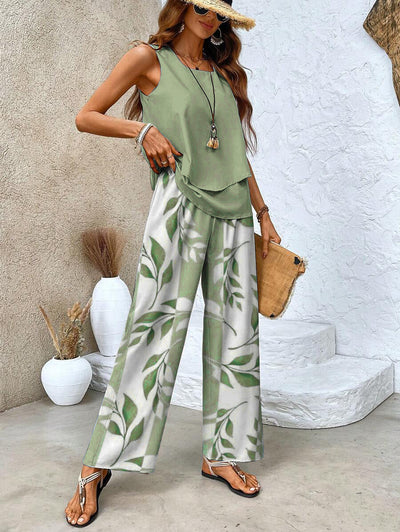 Layla™ | Sleeveless Top With Floral Pants Set
