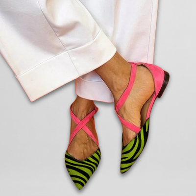 Bridget™ | Zebra Faux Suede Pointed-Toe Flats