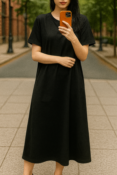 Olivia™ | Short Sleeve Flowing Maxi Dress in Soft Viscose Blend