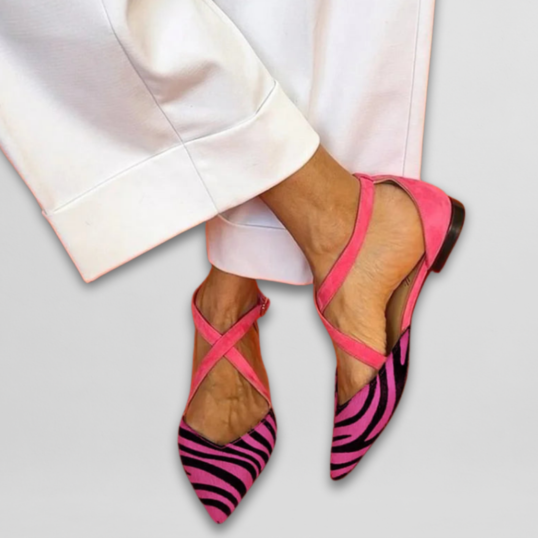 Bridget™ | Zebra Faux Suede Pointed-Toe Flats