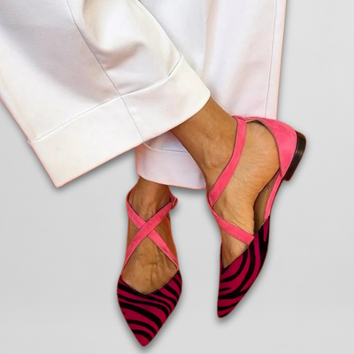 Bridget™ | Zebra Faux Suede Pointed-Toe Flats