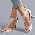 Women's Peep Toe Heeled Sandals – Elegant Soft Sole