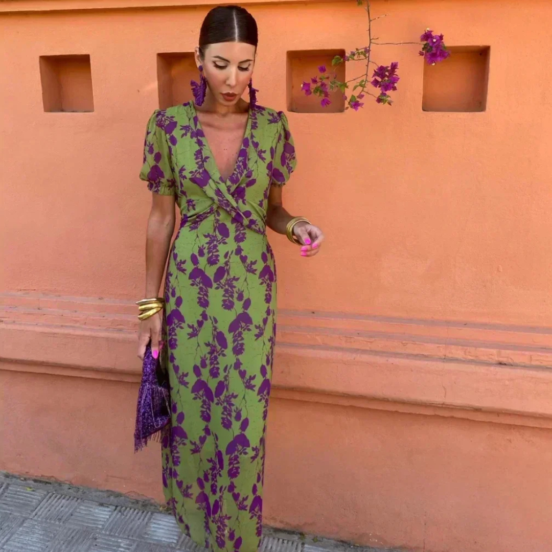 Isabella™ | V Neck Maxi Dress