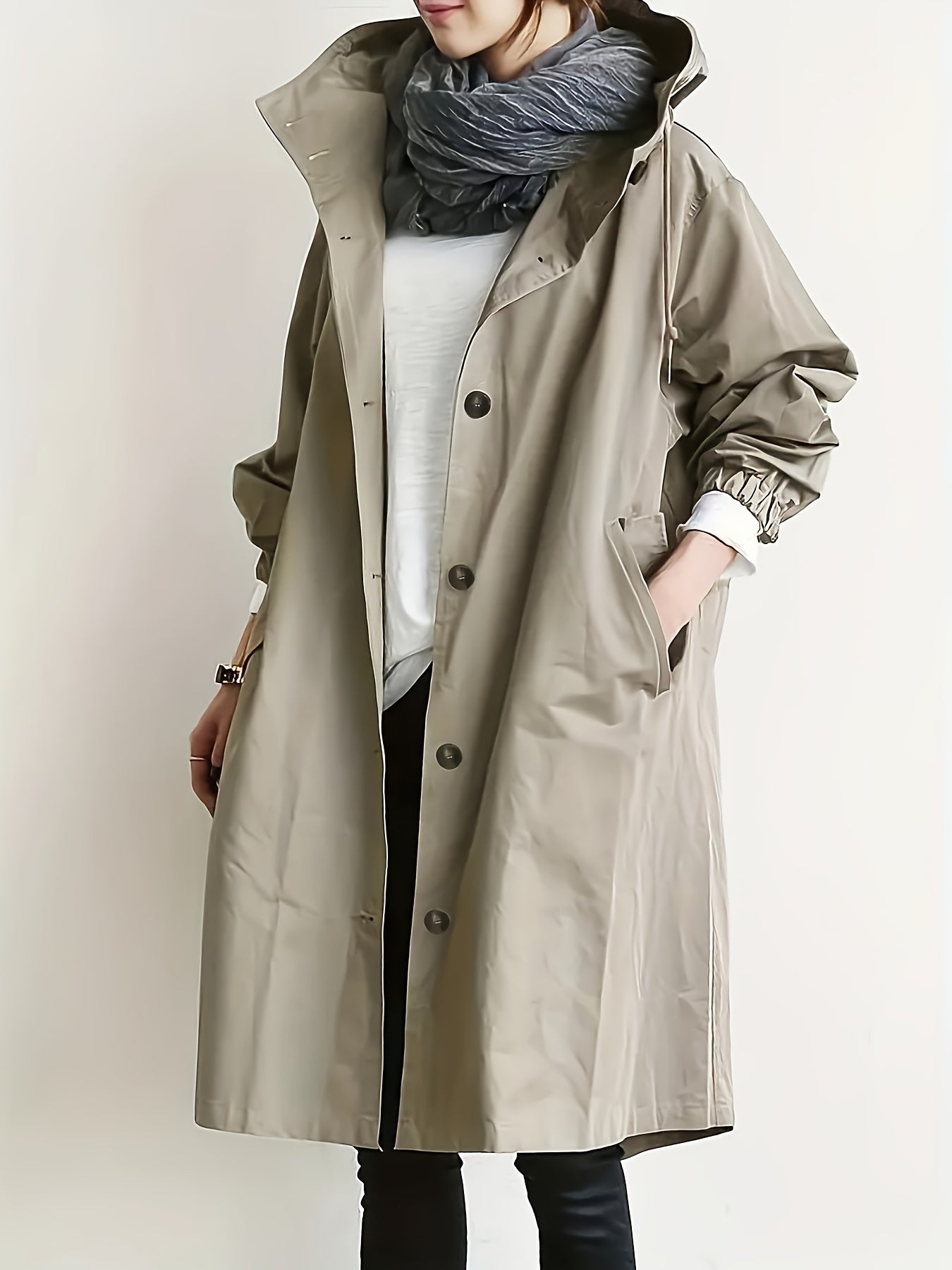 Daphne | Buttoned Hoodie Trench Coat