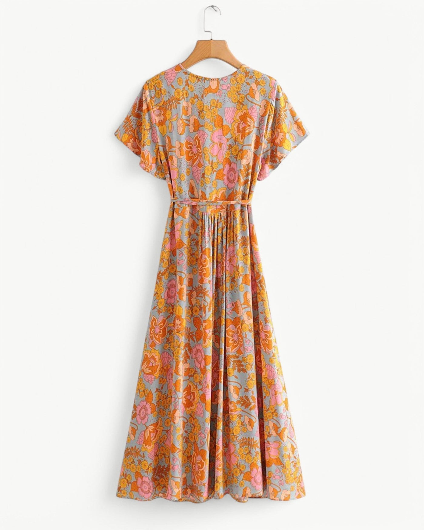 Diana | Floral Wrap Dress with Short Sleeves | Light & Airy Maxi Dress