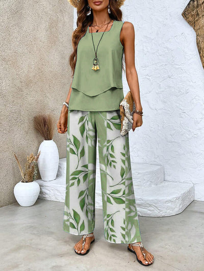 Layla™ | Sleeveless Top With Floral Pants Set