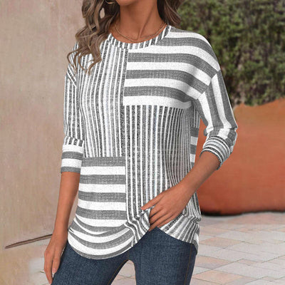 Claudia™ | Vintage Striped Long Sleeve Casual Tee