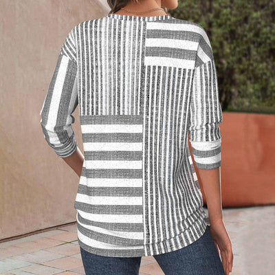 Claudia™ | Vintage Striped Long Sleeve Casual Tee