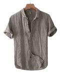 Men's Vintage Pleated Linen Shirt – Breathable Summer