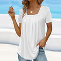 Women's Airy Summer Blouse – Lightweight Pleated Shirt